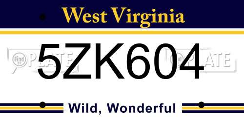 5ZK604 West Virginia License Plate