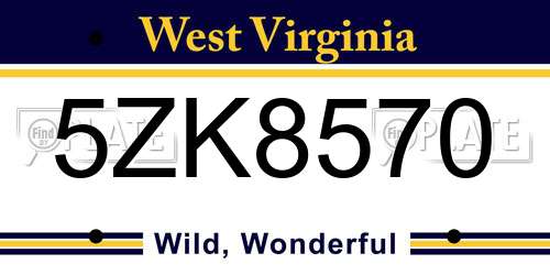 5ZK8570 West Virginia License Plate
