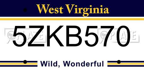 5ZKB570 West Virginia License Plate