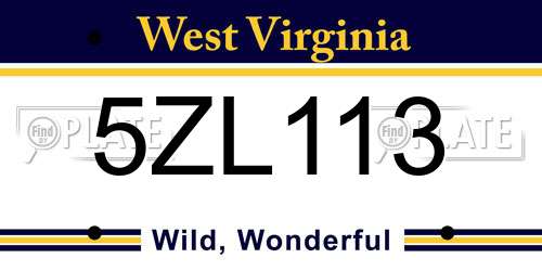 5ZL113 West Virginia License Plate
