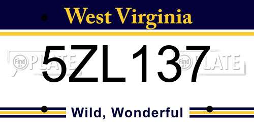 5ZL137 West Virginia License Plate