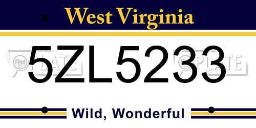5ZL5233 West Virginia License Plate