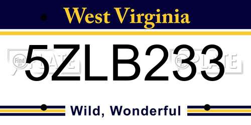 5ZLB233 West Virginia License Plate