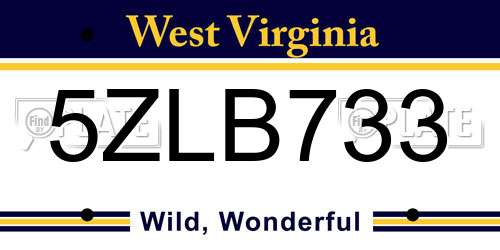 5ZLB733 West Virginia License Plate