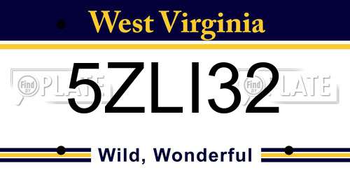 5ZLI32 West Virginia License Plate