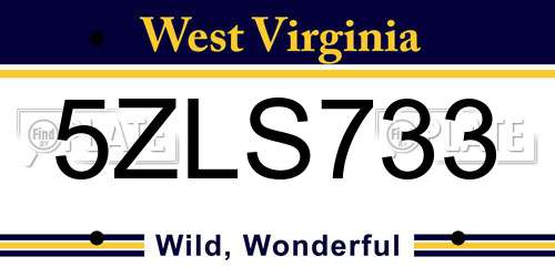 5ZLS733 West Virginia License Plate