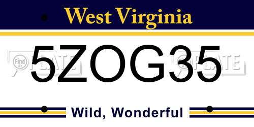 5ZOG35 West Virginia License Plate