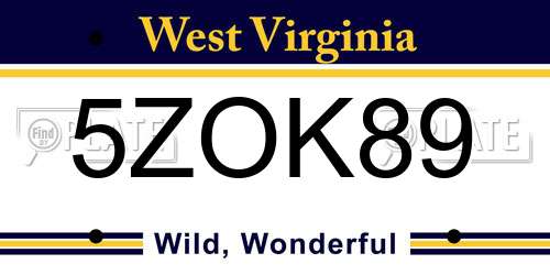 5ZOK89 West Virginia License Plate