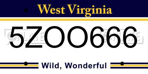 5ZOO666 West Virginia License Plate