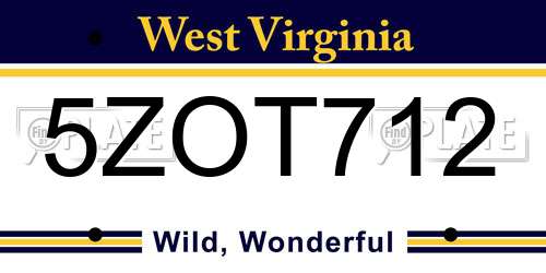 5ZOT712 West Virginia License Plate