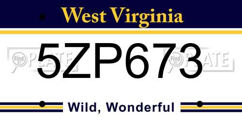 5ZP673 West Virginia License Plate