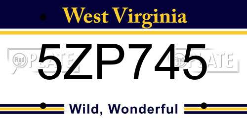 5ZP745 West Virginia License Plate