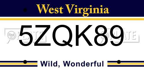 5ZQK89 West Virginia License Plate