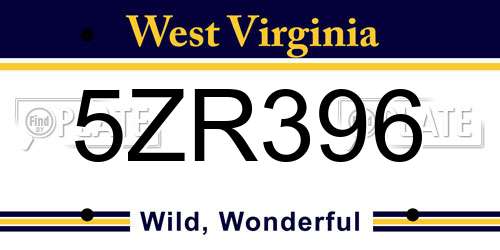 5ZR396 West Virginia License Plate