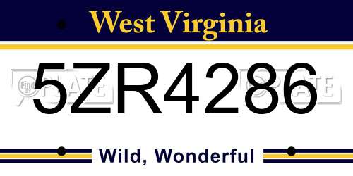 5ZR4286 West Virginia License Plate