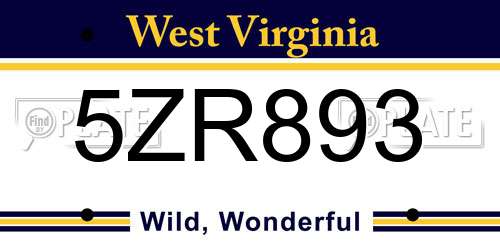 5ZR893 West Virginia License Plate
