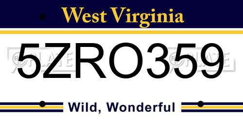 5ZRO359 West Virginia License Plate