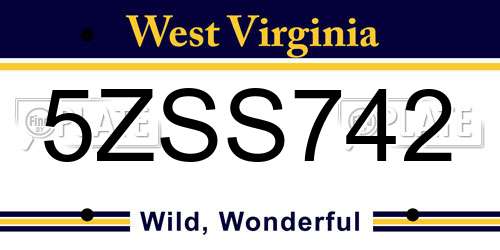 5ZSS742 West Virginia License Plate