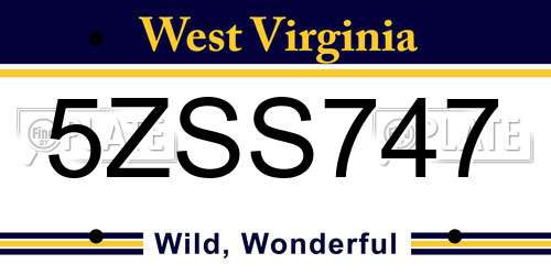 5ZSS747 West Virginia License Plate