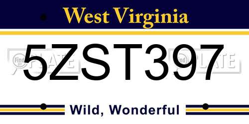 5ZST397 West Virginia License Plate