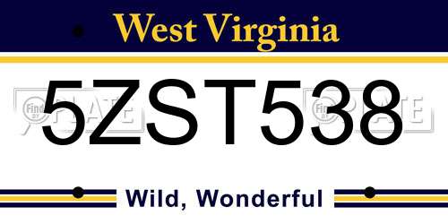 5ZST538 West Virginia License Plate