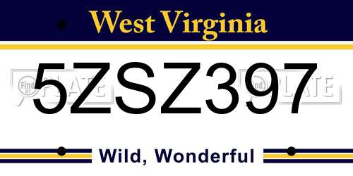 5ZSZ397 West Virginia License Plate