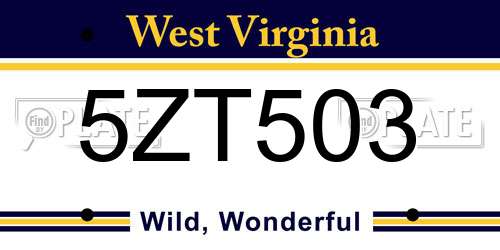 5ZT503 West Virginia License Plate