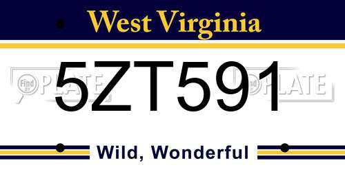 5ZT591 West Virginia License Plate