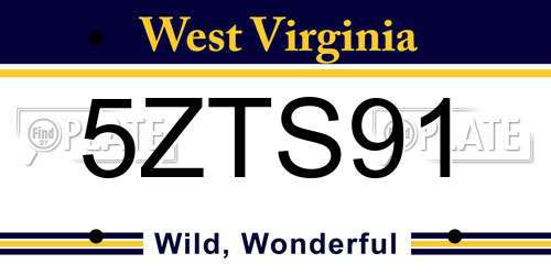 5ZTS91 West Virginia License Plate
