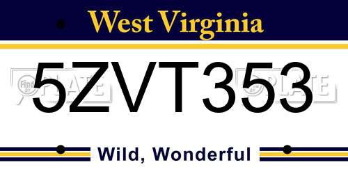 5ZVT353 West Virginia License Plate