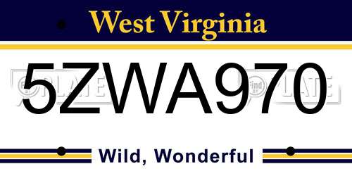 5ZWA970 West Virginia License Plate