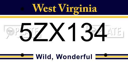 5ZX134 West Virginia License Plate