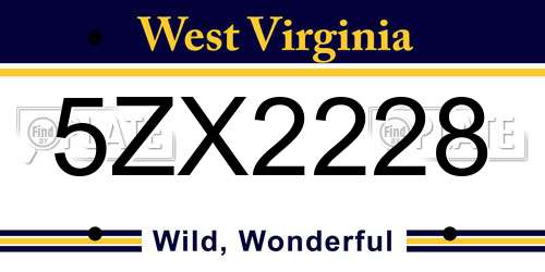 5ZX2228 West Virginia License Plate