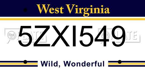 5ZXI549 West Virginia License Plate