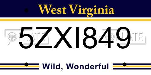 5ZXI849 West Virginia License Plate