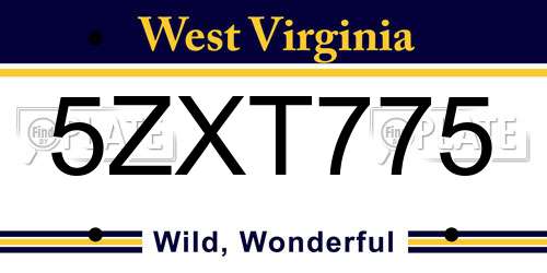5ZXT775 West Virginia License Plate