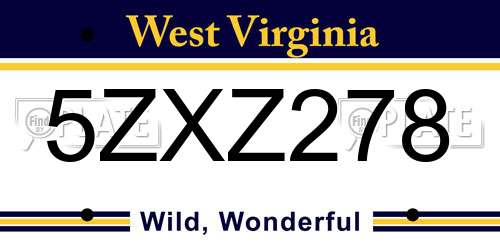 5ZXZ278 West Virginia License Plate