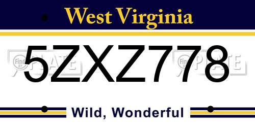 5ZXZ778 West Virginia License Plate