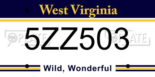 5ZZ503 West Virginia License Plate