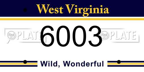 6003 West Virginia License Plate