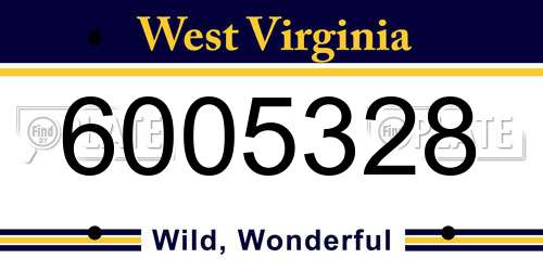 6005328 West Virginia License Plate