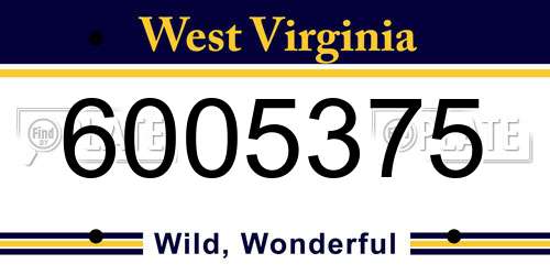 6005375 West Virginia License Plate