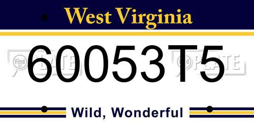60053T5 West Virginia License Plate