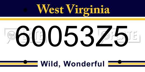 60053Z5 West Virginia License Plate