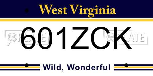 601ZCK West Virginia License Plate