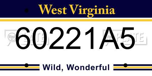 60221A5 West Virginia License Plate