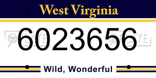 6023656 West Virginia License Plate