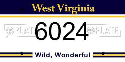 6024 West Virginia License Plate
