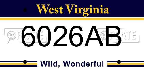 6026AB West Virginia License Plate