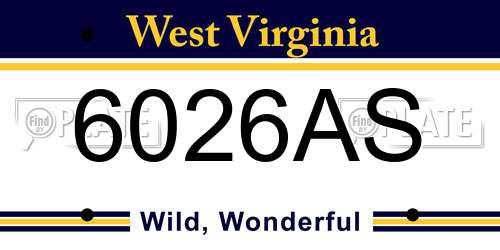 6026AS West Virginia License Plate